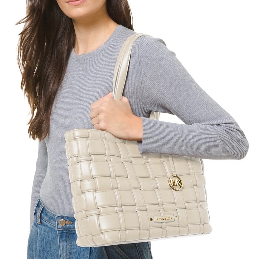 Michael Kors Ivy Medium East West Vegan Leather Tote Bag with wallet